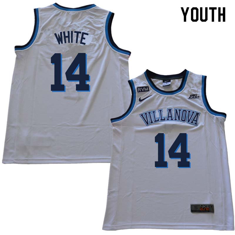 2018 Youth #14 Hubie White Willanova Wildcats College Basketball Jerseys Sale-White